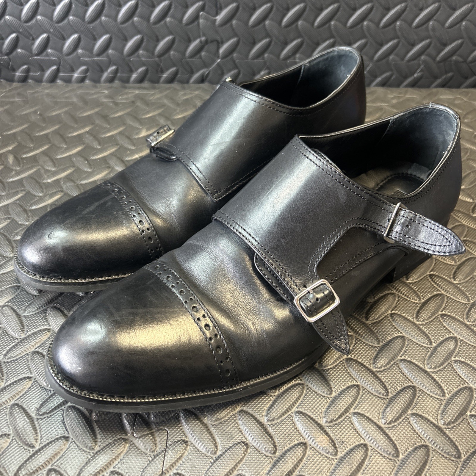 SAOLA SCARPE ELEGANTI EXPRESS uomo taglia 11 nere DOPPIO CINTURINO fibbia