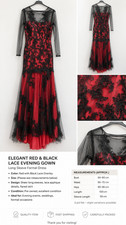 BABYONLINE D.R.E.S.S Red  Black Lace Evening Gown Formal Dress