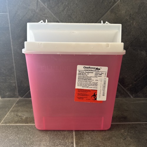 5 Quart Red Sharps Container - OakRidge Products - Mailbox Style Lid
