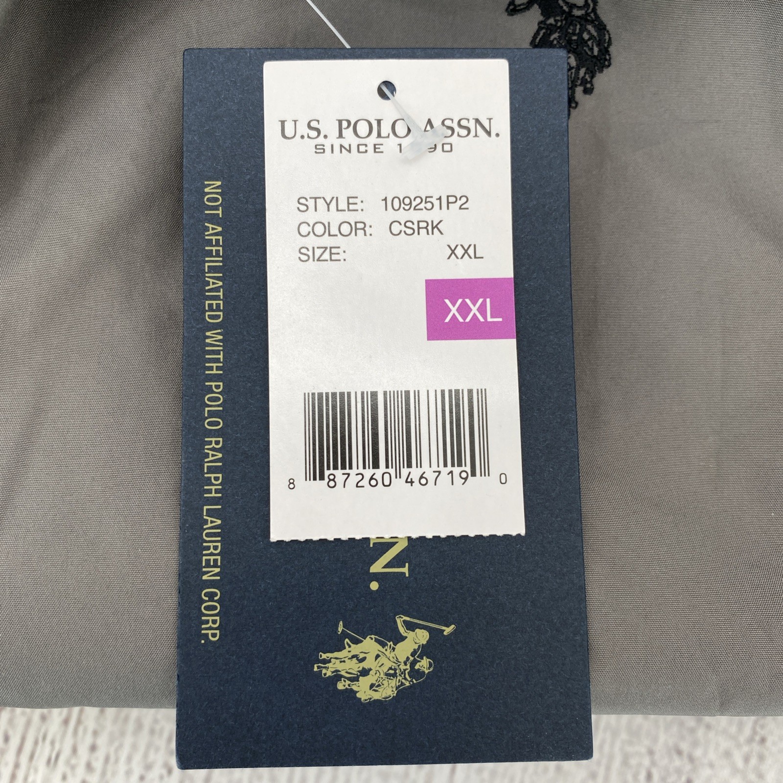 US Polo Assn Jacket Mens XXL Castle Rock Gray Windbreaker Coat Rain Resistent thumbnail 7