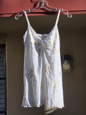 Vtg Y2k Victoria's Secret White Embroidered Flower Nylon Feminine Babydoll
