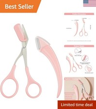Eyebrow Scissors with Comb, Eyebrow Trimmer Scissors, Stainless Steel, Pink