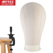 22" Canvas Block Mannequin Head with Table Clamp For Wig Making Display Stand UK