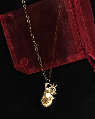 ''ANATOMICALLY CORRECT HUMAN  HEART'' 20'' NECKLACE  & Red Gift Bag Mother's Day