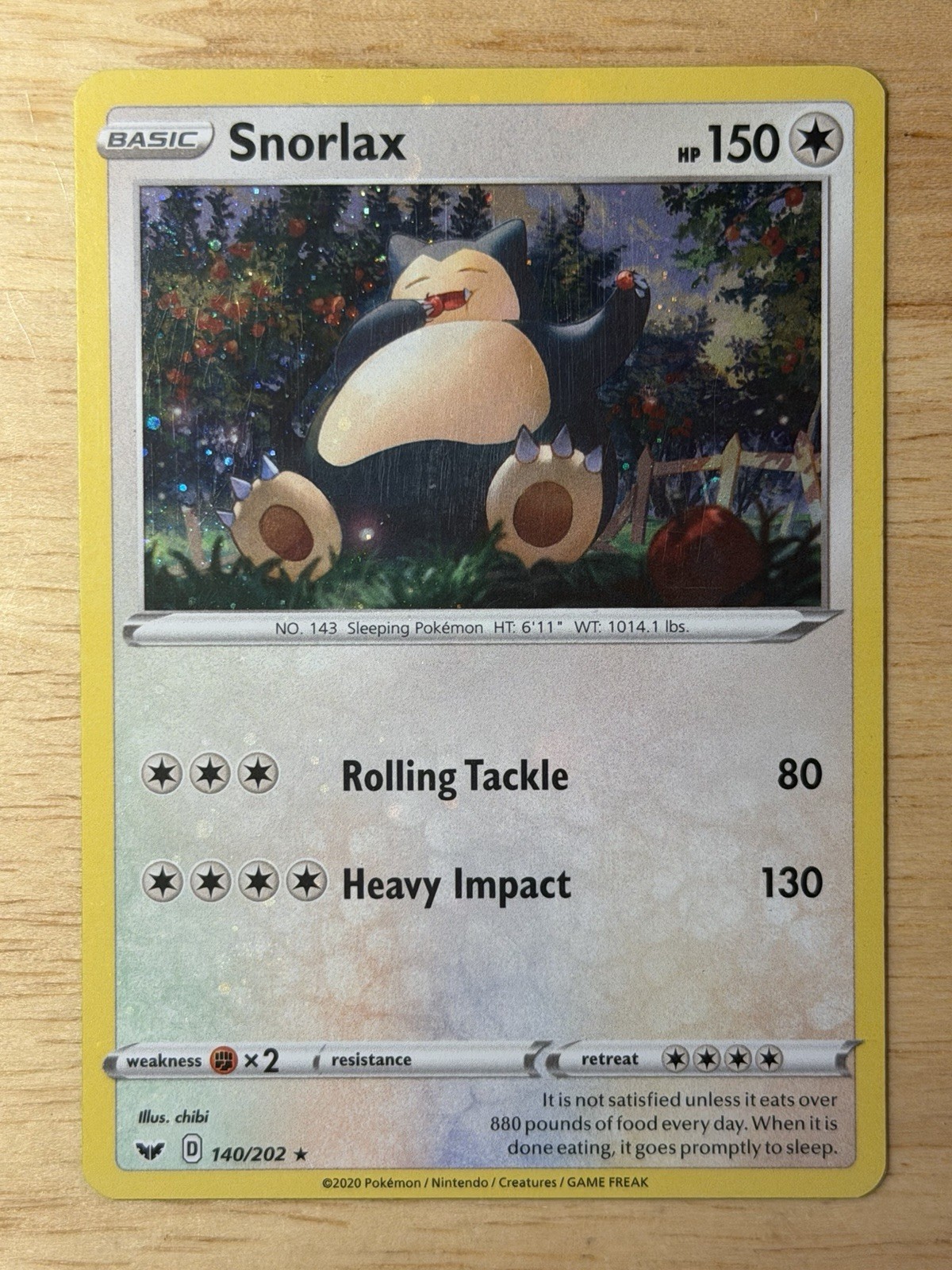 Snorlax 140/202 Sword & Shield Cosmos Holo Rare – Pokémon TCG