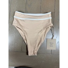 Stone Fox Swim Juniper Bottom Women XS Frappe Beige High Rise Ribbed Bikini NEW