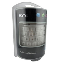 iHome White Spill-Proof Flexible Portable Travel USB Enabled Keyboard NEW