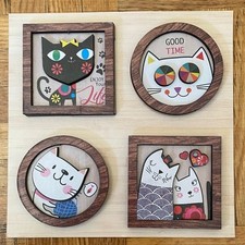 Cute cats for crafting, DIY, stickers, magnets, pins, decorations , set of 4