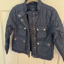 GAP Kids Dark Blue Quilted Nylon Utility Jacket Navy XS Boys or Girls pockets
