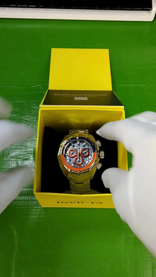 Invicta Akula Swiss Quartz Men SS Skel Blu/Oran Bez Watch 44294 on