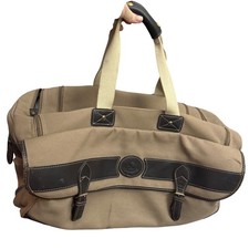 Vintage Eddie Bauer Ford Canvas Leather Weekender Duffel Travel Bag Promo