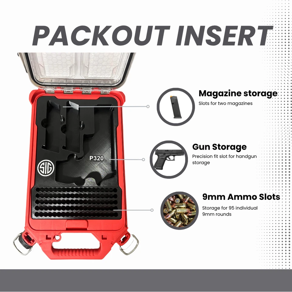 Sig Sauer P320 XCompact Insert for Milwaukee Packout – Holds 2 Mags + 95 Rounds - Image 2 of 4
