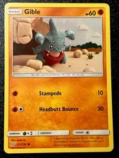 Gible 112/236 NM/LP Non Holo Adorable Teal Asako Ito Crochet Art Pokémon Card!