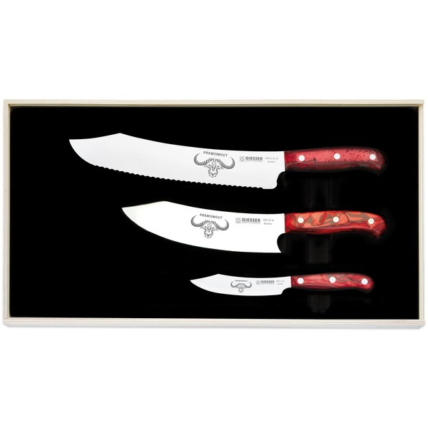 Giesser Messer Set 3-Tlg. Mit Universal-, Koch- & Officemesser Acryl Rot 19963Rd-image
