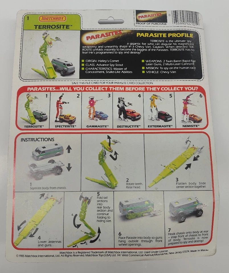 Matchbox Parasites Terrosite "Advance Spy Scout" Chevy Van Die-Cast 1985 - Image 2 of 2