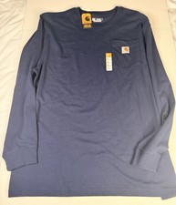 NWT Carhartt Men's Long-Sleeve Pocket T-Shirt Navy Size XL Loose Fit