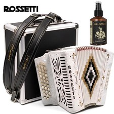 Rossetti 3112 FBE Fa 31 Botón Acordeón Blanco con Estuche Rígido, Correas y Pulido