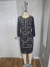 vince camuto Blue, Black, Beige Lace Dress, Size 4