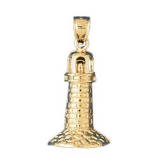 Lighthouse Charm Pendant 14k Gold 3.5 Grams