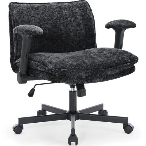 Cross Legged Office Chair with Wheels and Adjustable Flip-Arms, Criss Cross D...