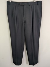 Lauren Ralph Lauren Dress Pants Men's 38x32 Black Pleated Cuffed Wool