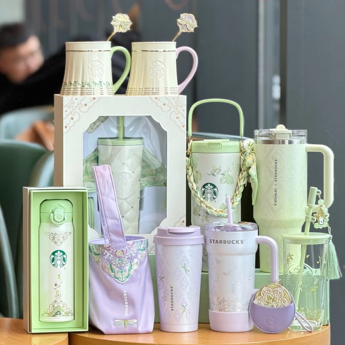 Starbucks China Spring Auspicious Pattern Tumbler Glass Bottle