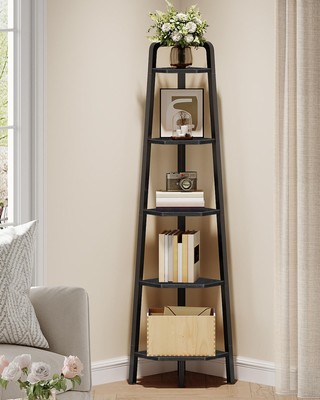 Corner Shelf, 5-Tier Ladder Corner Shelf, Ladder Bookshelf, 59.6'' Tall Vertic...