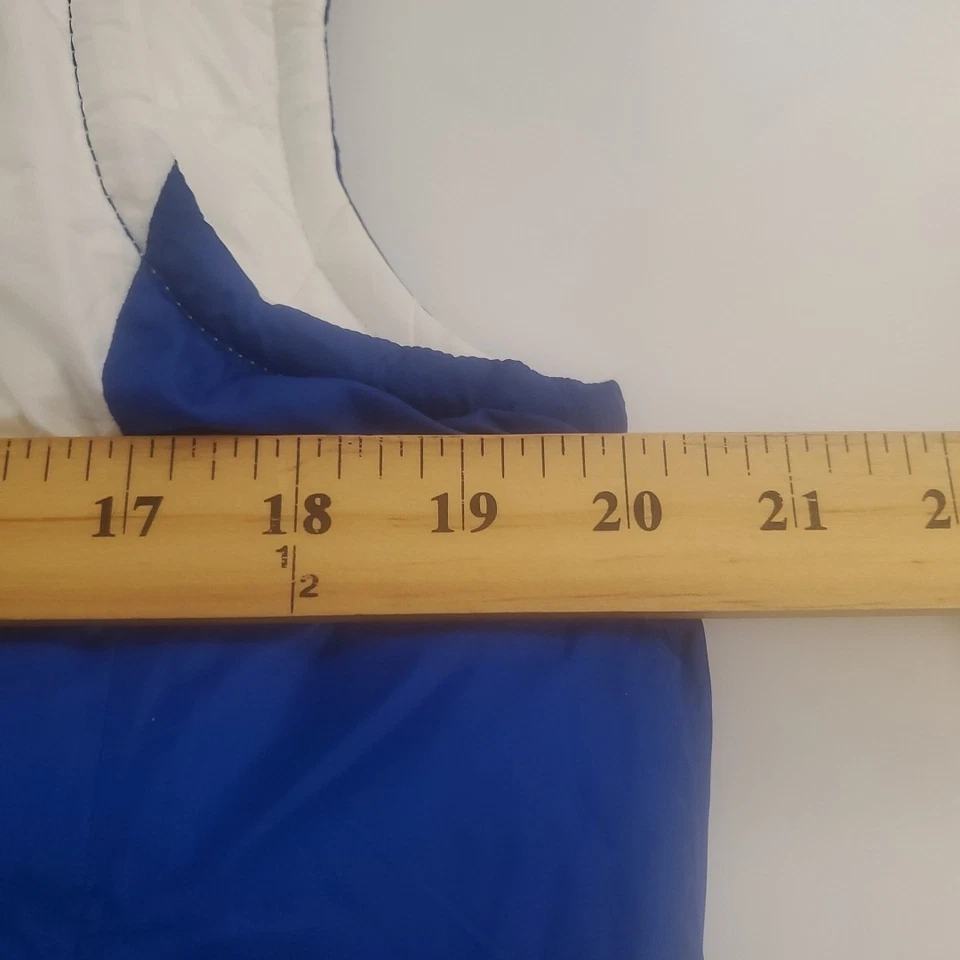 Chaleco Columbia Puffer Jayhawks Mujer Mediano/Grande Blanco Azul Reversible KU DE COLECCIÓN Foto 4 de 4