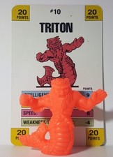 90's MONSTER IN MY POCKET Series 1 TRITON 10 Neon RED With Battle Card 