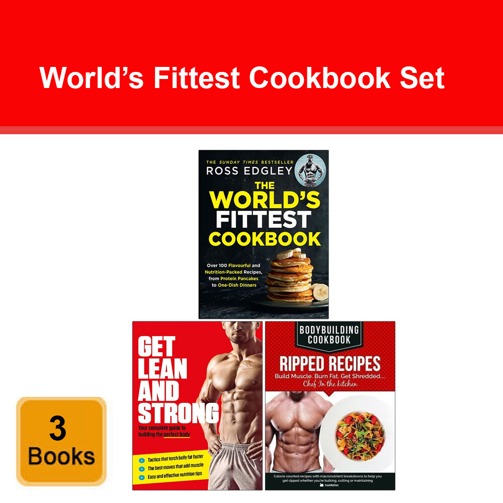 Set of 3 Books World’s Fittest Cookbook, Get Lean And Strong, BodyBuilding