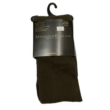 Donna Karan Matte Suede Tights Olive Green Control Top Size Small Petite New