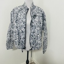 Nike Women  s Oversized Medium Floral Black and White Windbreaker Running Jacket