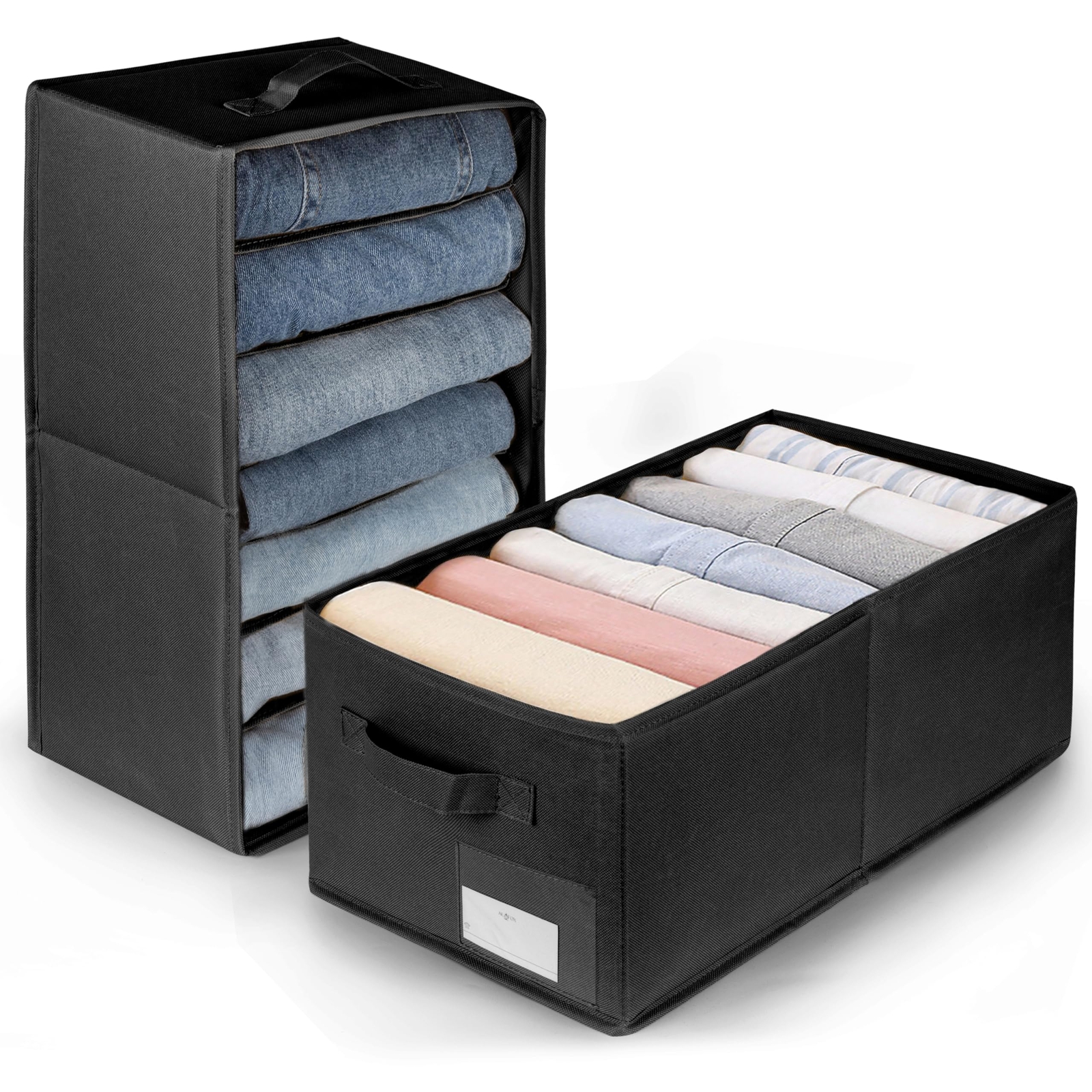 Large Black 2-Piece Wardrobe Clothes Organizer-image