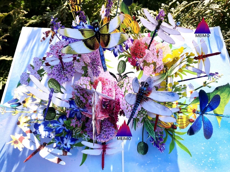 Tarjeta de Felicitación 3D Pop Up Flor Libélula Floral Cumpleaños Mamá Día de la Madre Verano” Foto 3 de 4