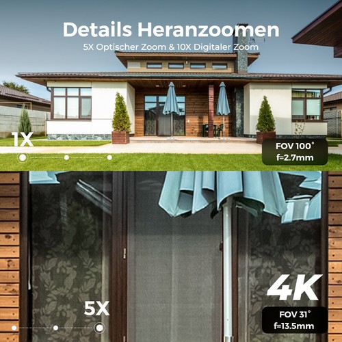 Reolink 8MP Überwachungskamera Aussen WiFi 6 Outdoor 5XOptischem Zoom RLC-843WA - Afbeelding 4 van 10