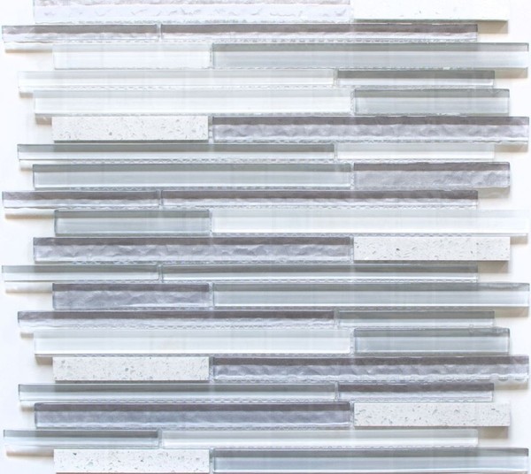 Glasmosaik StäBchen Grau Weiß KüChenwand Wand Bad Wc 86-MS90 | 10 Mosaikplatten-image