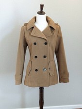 Double Breasted Women’s Peacoat In Camel Color Size - Small