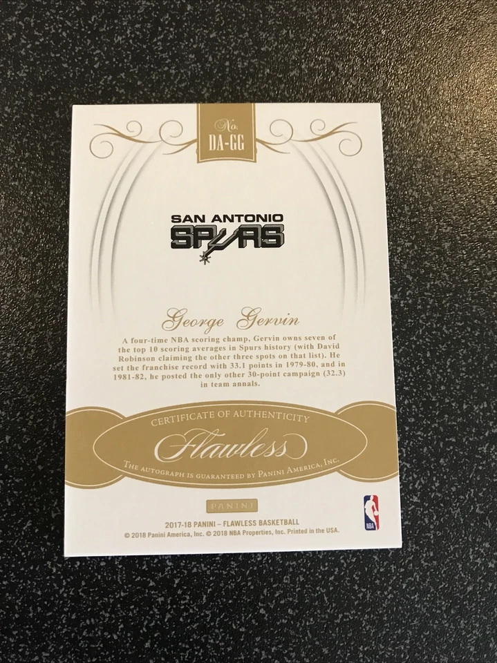 2017-18 Panini Flawless Distinguished Autograph Green #32 George Gervin 5/5 AUTO - Image 3 of 3