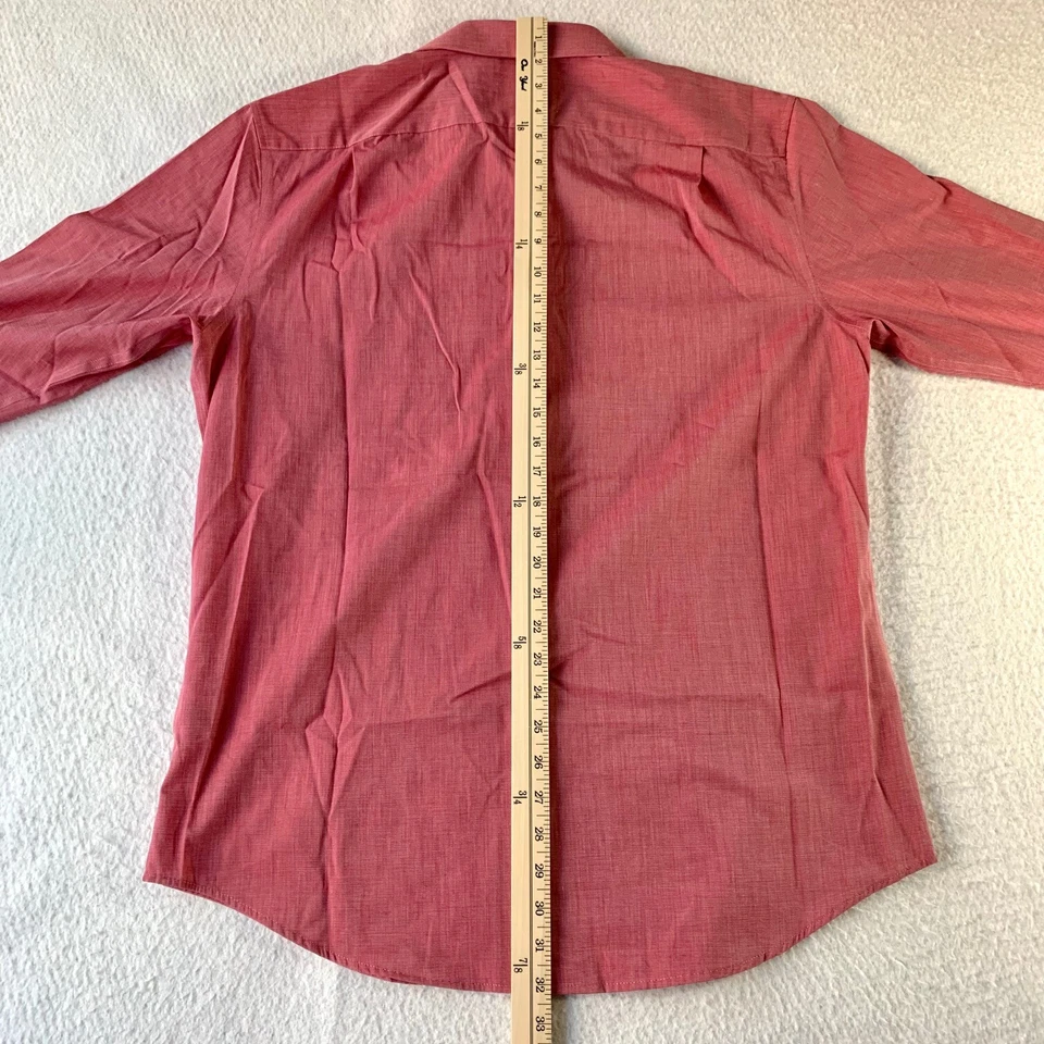 Vestido Covington ajustado para hombre 16.5 32 33 camisa con botones rojo liso manga larga Foto 2 de 4