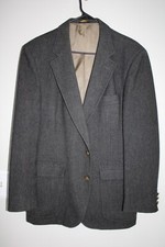 GRAY STAFFORD 100 FLEECE WOOL GOLD METAL BUTTON BLAZER JACKET sz 42R sport coat