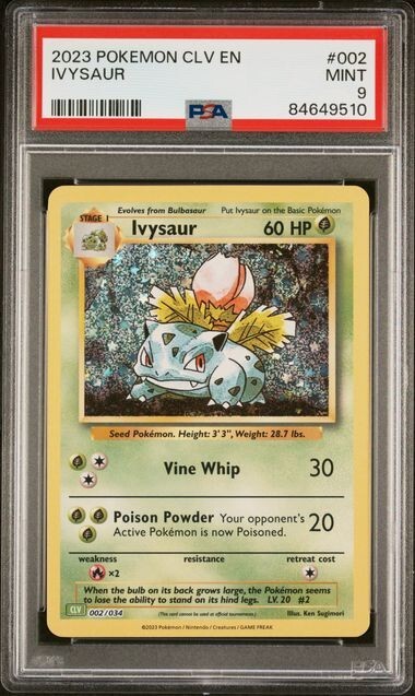 PSA 9 Mint Ivysaur 002/034 CLV TCG Classic Holo 2023 Pokémon | eBay