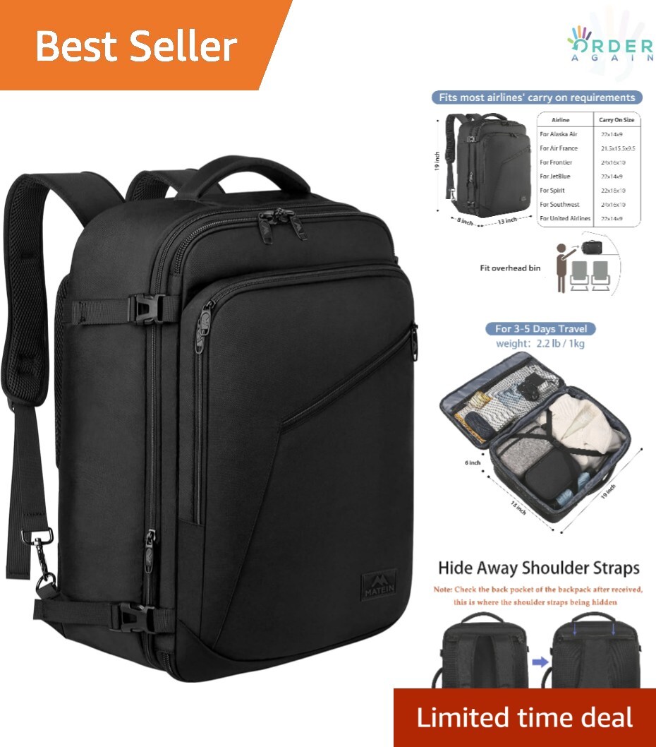 Carry On Backpack Water Resistant Lightweight 40L Travel Tote for Men Women  | eBay