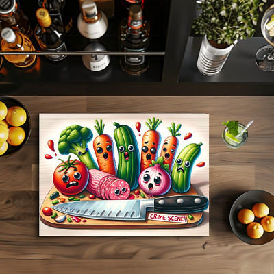 Crime Scene 2, 11x8'' Tempered Glass Cutting Board, Sublimated, (cut140)