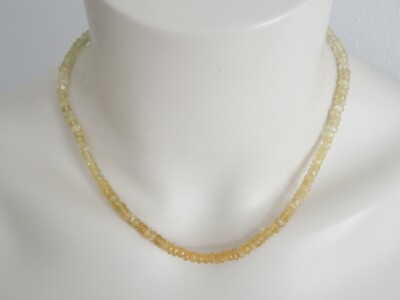 Harry Ivens 925 Silver Necklace Citrine Rondelle Faceted 19.6 G / 98 Ct / 45 Cm