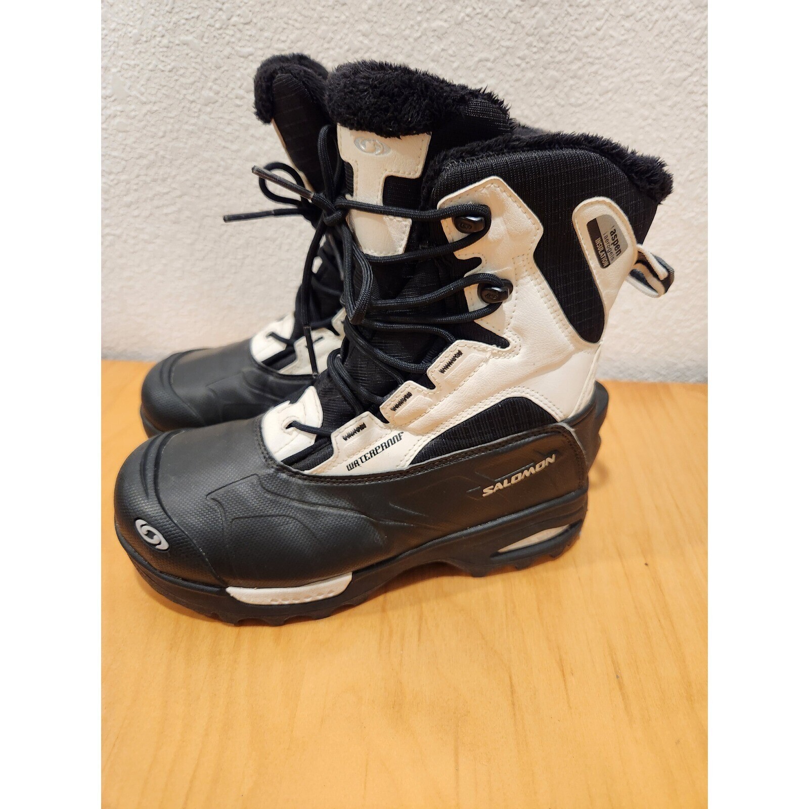 Salomon Aspen Aerogels Stivali Invernali Impermeabili Donna 6 Nero Bianco Neve Escursione