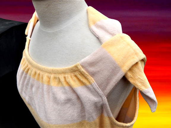 H&M Trend Conscious Midi Bow Towel Yellow Striped Cotton Beach Dress sz 10 RARE image 4