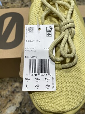 DS Adidas Yeezy 450 Sulfur Men’s Size 11 *SHIPS FAST* DS Adidas Yeezy 450 Sulfur Men main image 3