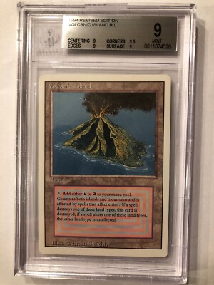 Blue Red Land Mtg PSA 9] MTG Volcanic Island 3ED Revised Volcanic