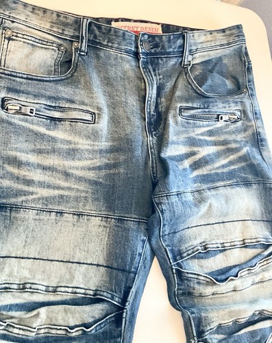 DSTRKT Org Standard Moto Distress Herren Jeans 36x32 Ripstop Reißverschlüsse geschliffen Patch - Bild 7 von 19