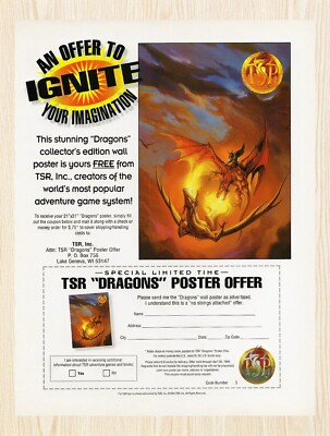 1993 TSR Dragons Poster Offer Original Advertisement v1
